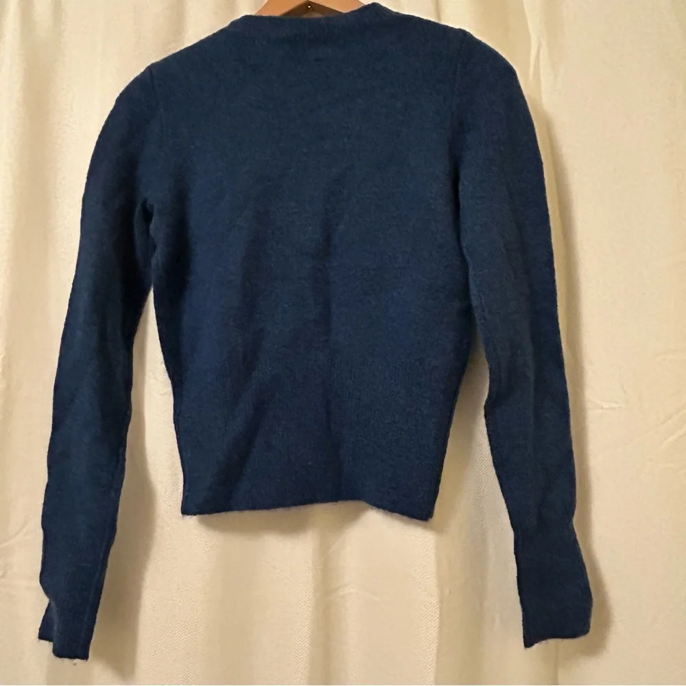 New J. Crew Alpaca & Wool Blend Blue Sweater Button Shoulder Size XXS